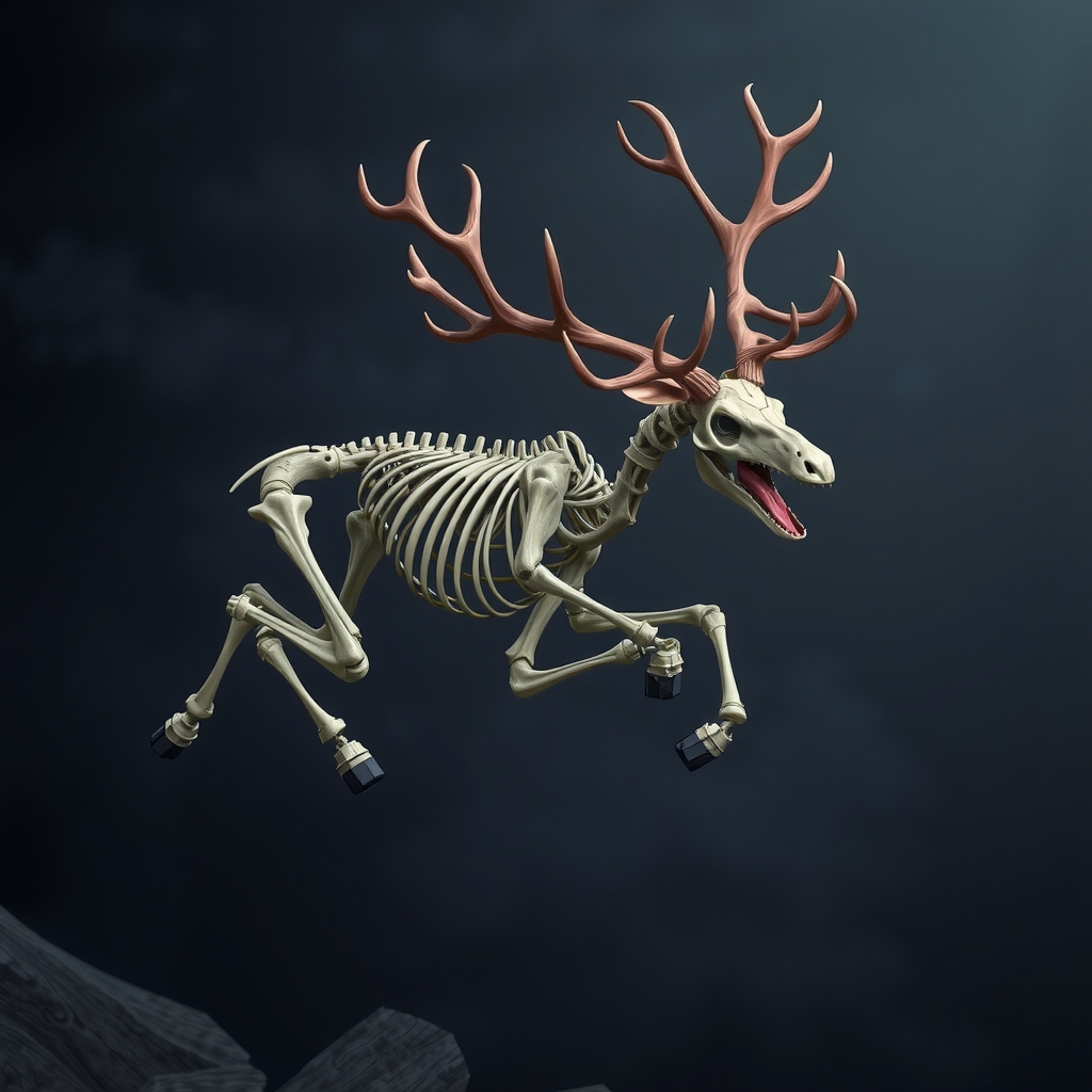 reindeer skeleton isometric angry jumping by मुफ्त एआई छवि जनरेटर - बिना लॉगिन के✨ | AIGAZOU