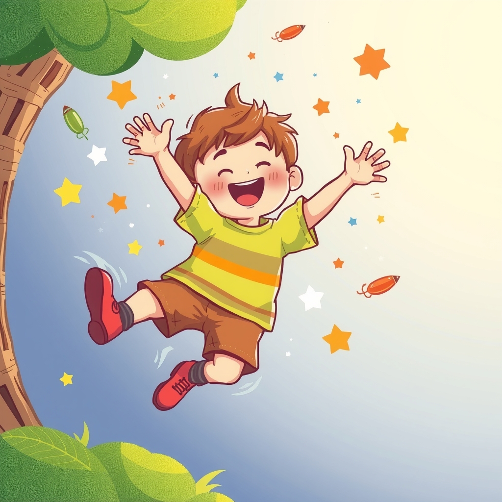 fun colorful illustration child falling by मुफ्त एआई छवि जनरेटर - बिना लॉगिन के✨ | AIGAZOU