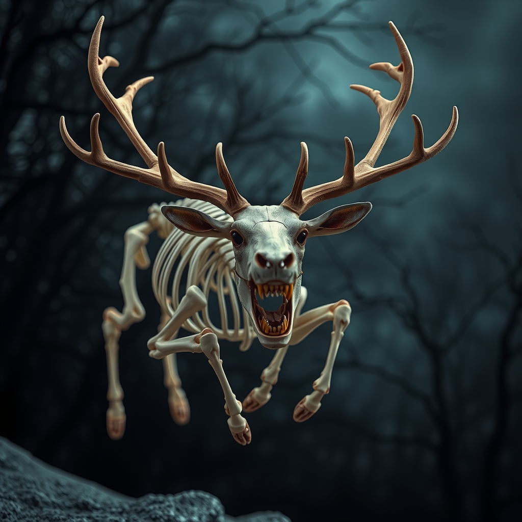 reindeer skeleton isometric angry front by मुफ्त एआई छवि जनरेटर - बिना लॉगिन के✨ | AIGAZOU