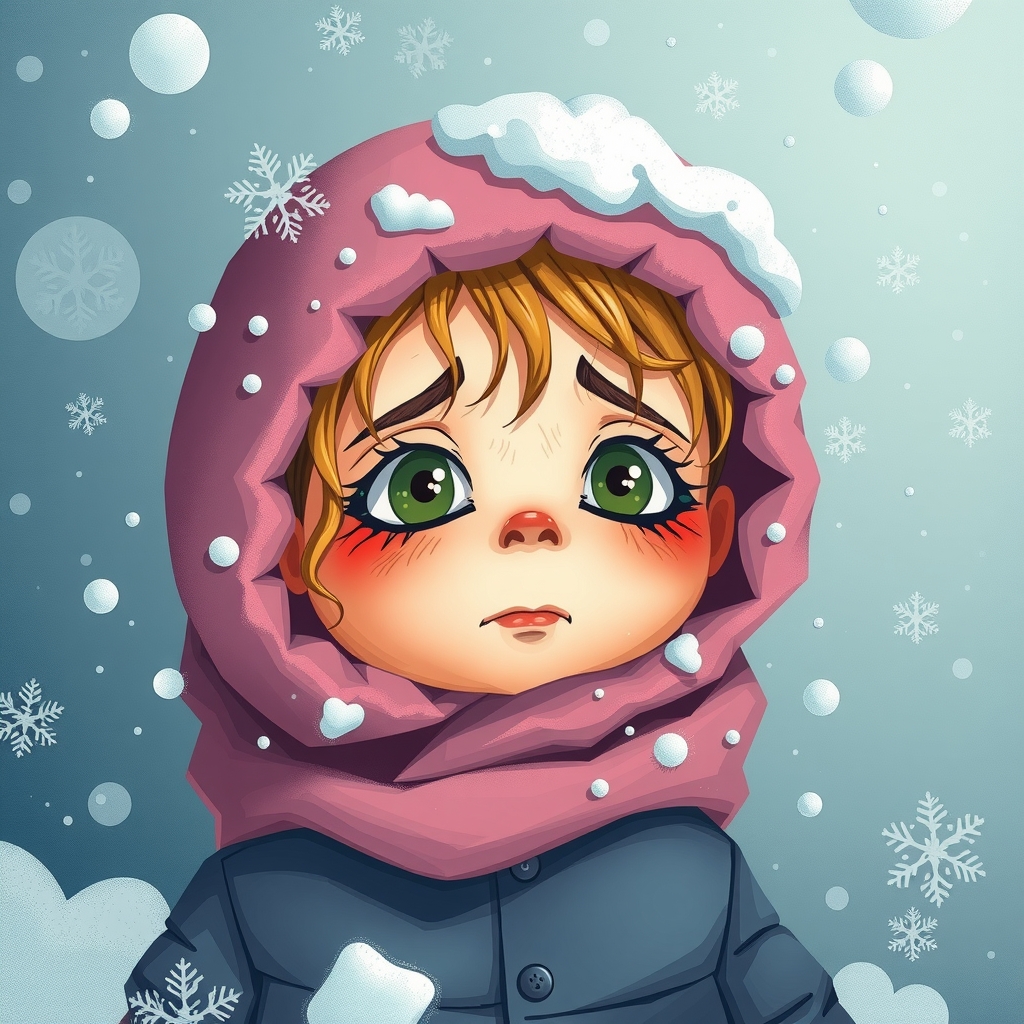 colorful illustration of a sad cold child by मुफ्त एआई छवि जनरेटर - बिना लॉगिन के✨ | AIGAZOU