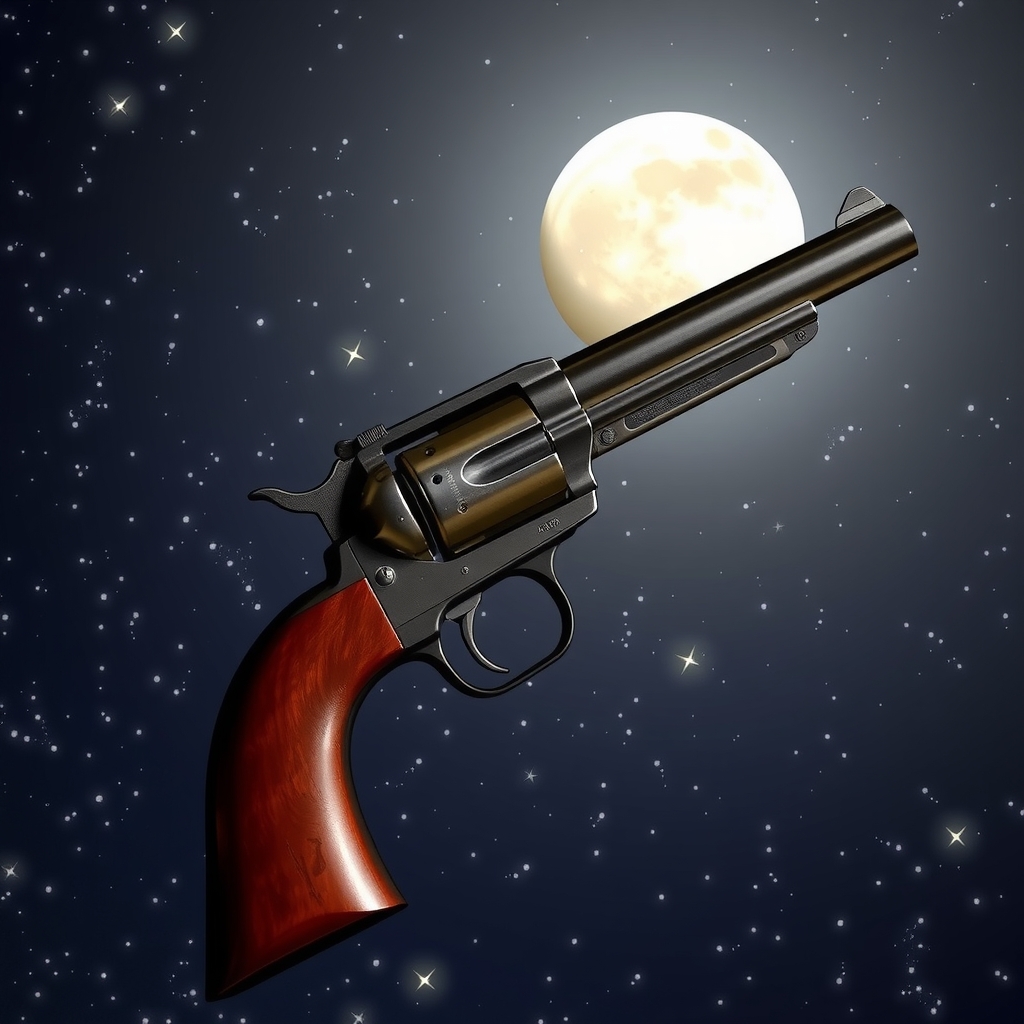 single action army revolver with moon and stars by मुफ्त एआई छवि जनरेटर - बिना लॉगिन के✨ | AIGAZOU