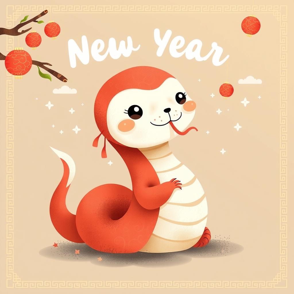 year of the snake new year card illustration by मुफ्त एआई छवि जनरेटर - बिना लॉगिन के✨ | AIGAZOU