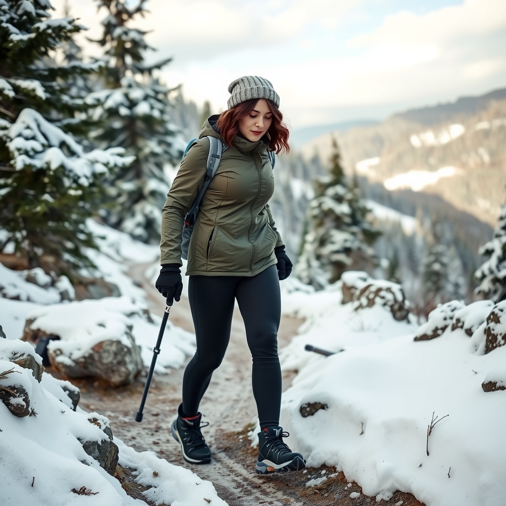 a sporty woman hiking in snowy bad sachsa by मुफ्त एआई छवि जनरेटर - बिना लॉगिन के✨ | AIGAZOU