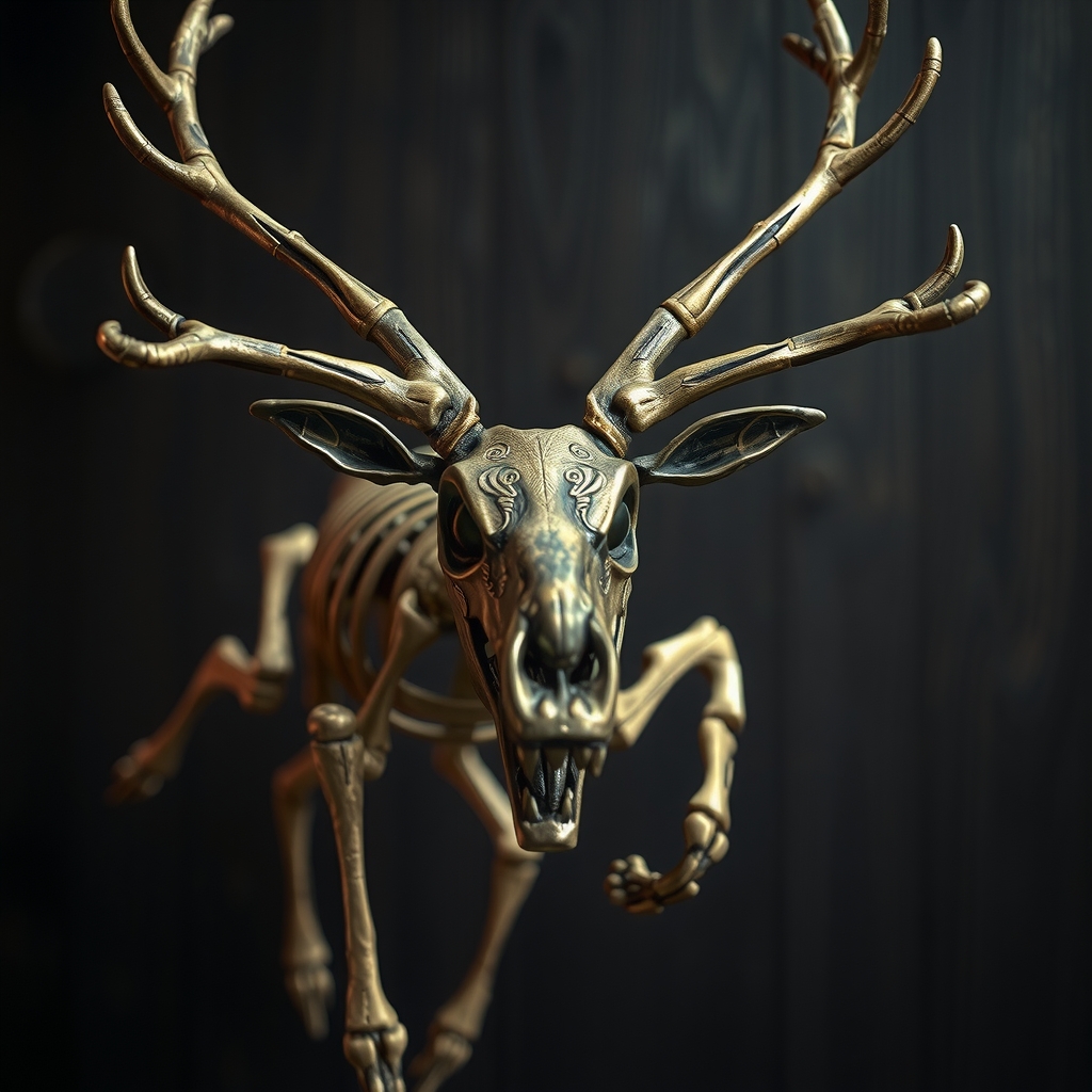 reindeer skeleton angry jump closeup night by मुफ्त एआई छवि जनरेटर - बिना लॉगिन के✨ | AIGAZOU