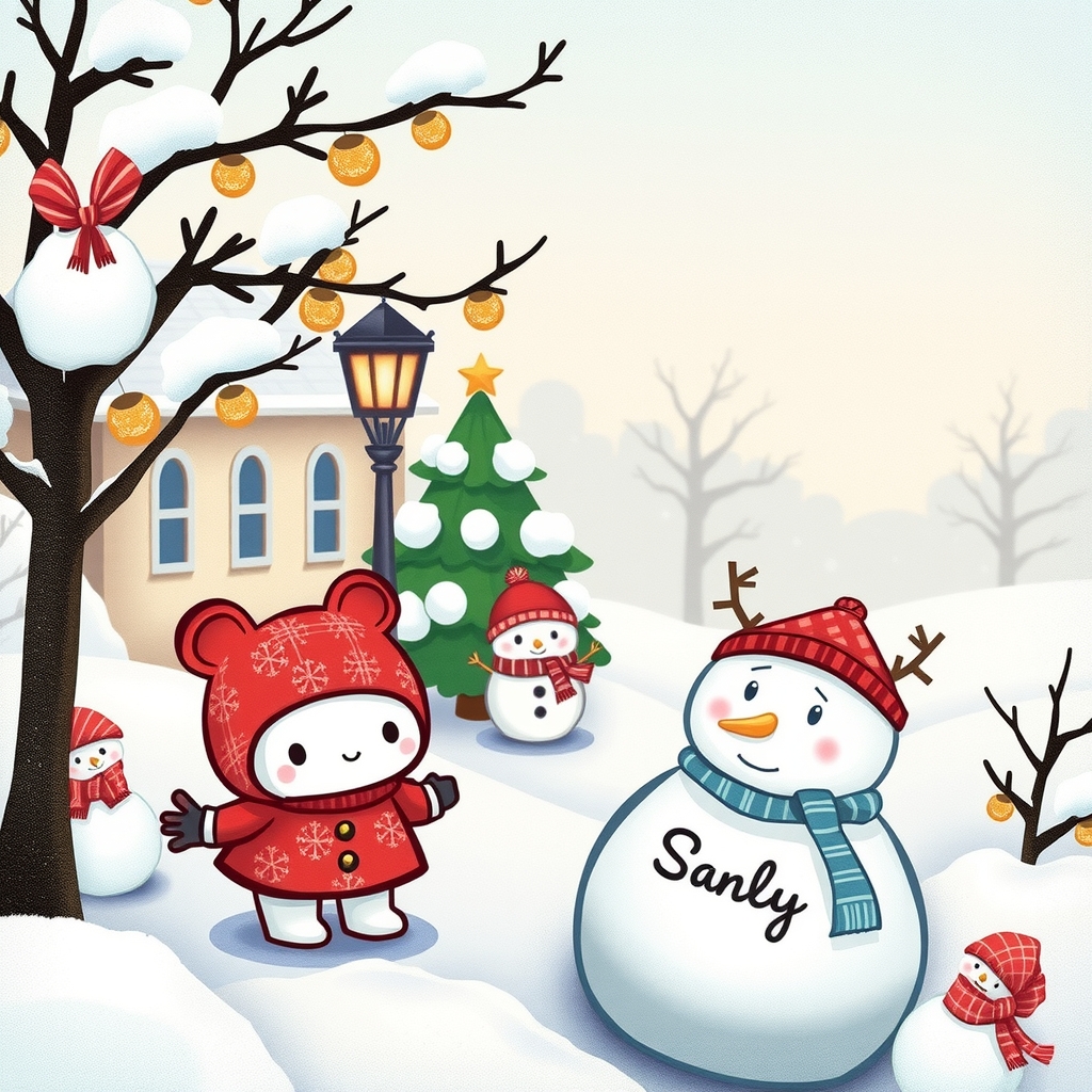 a winter scene with sanrio characters by मुफ्त एआई छवि जनरेटर - बिना लॉगिन के✨ | AIGAZOU