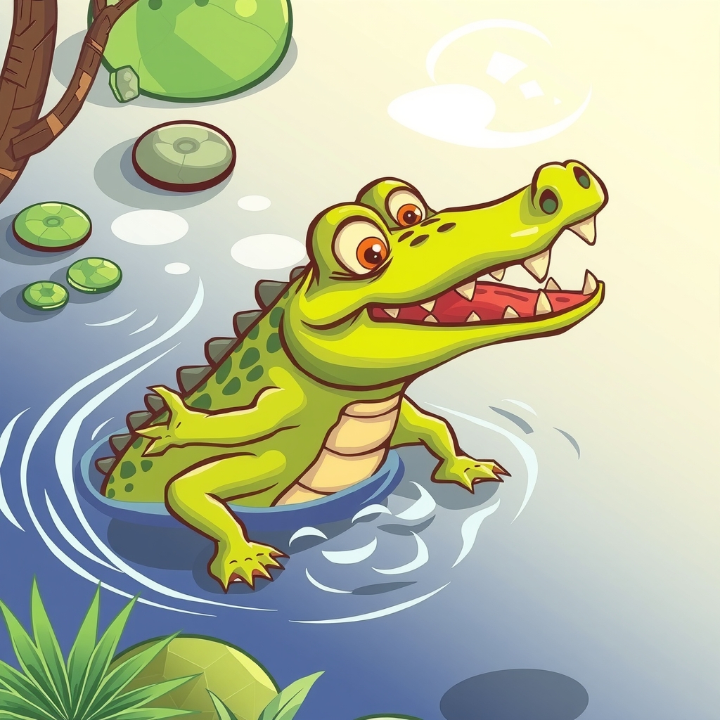 colorful fun illustration of a crocodile by मुफ्त एआई छवि जनरेटर - बिना लॉगिन के✨ | AIGAZOU