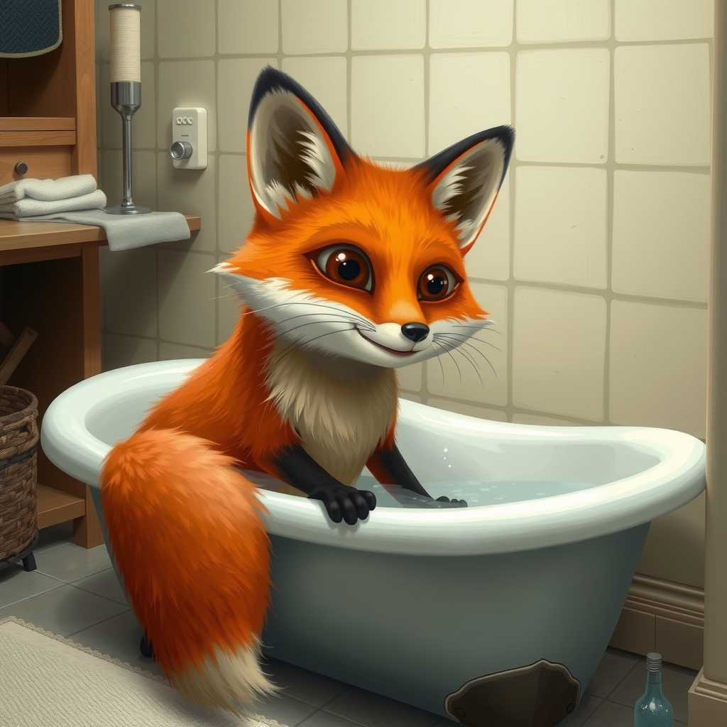 fox sitting in bathtub by मुफ्त एआई छवि जनरेटर - बिना लॉगिन के✨ | AIGAZOU