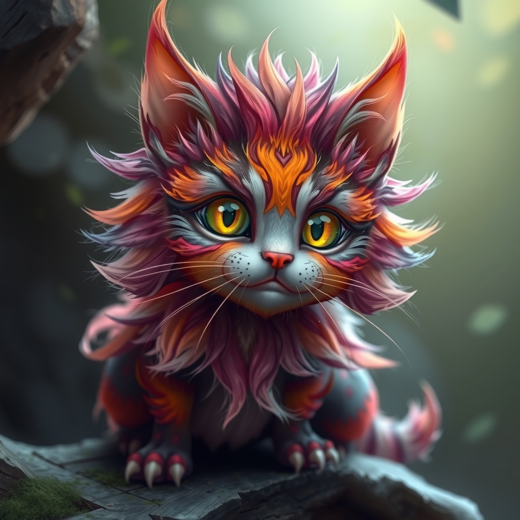 a fantasy creature cat in vivid colors by Générateur d'images par IA gratuit - Aucune connexion nécessaire✨ | AIGAZOU