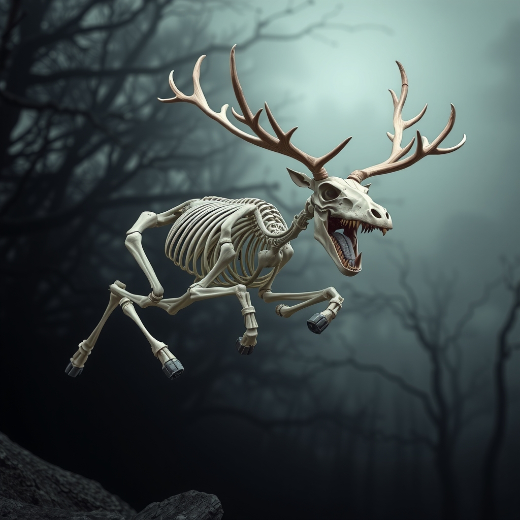 reindeer skeleton isometric angry jumping by मुफ्त एआई छवि जनरेटर - बिना लॉगिन के✨ | AIGAZOU