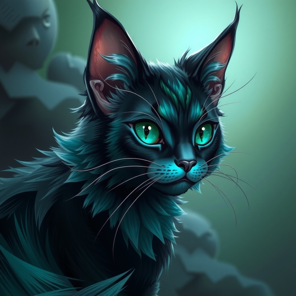 a fantasy creature cat in bold colors turquoise black by मुफ्त एआई छवि जनरेटर - बिना लॉगिन के✨ | AIGAZOU