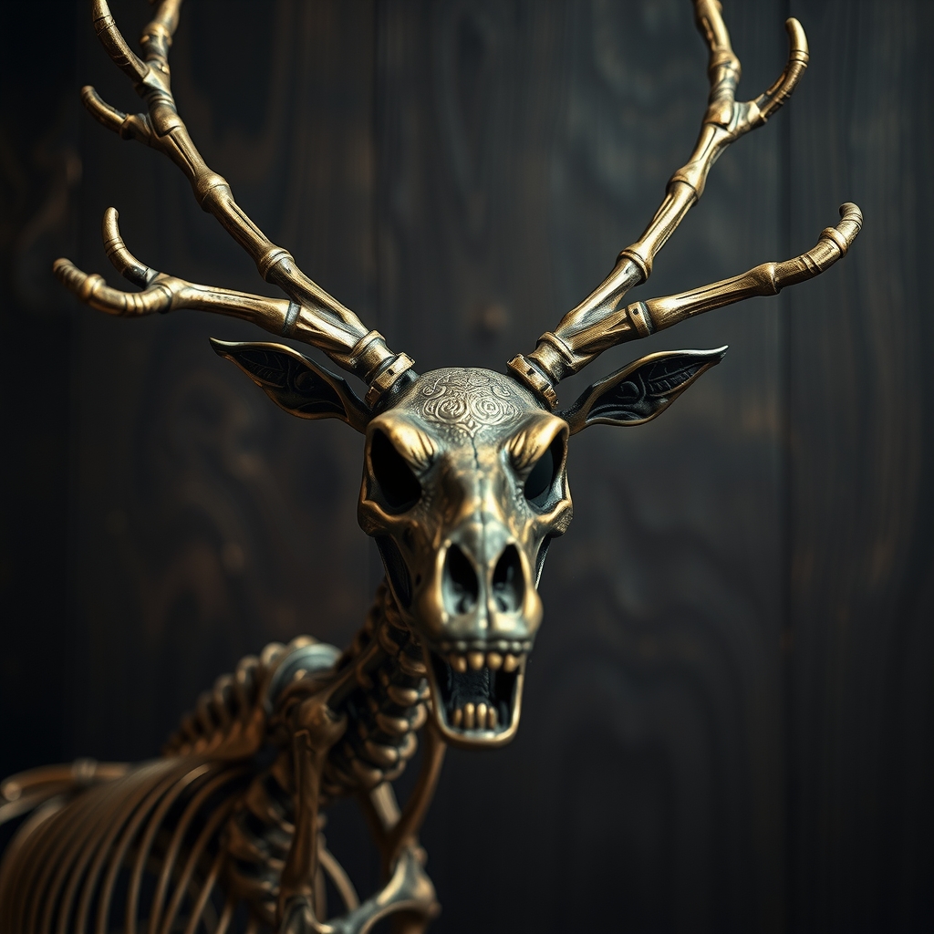 reindeer skeleton angry jump closeup night by मुफ्त एआई छवि जनरेटर - बिना लॉगिन के✨ | AIGAZOU