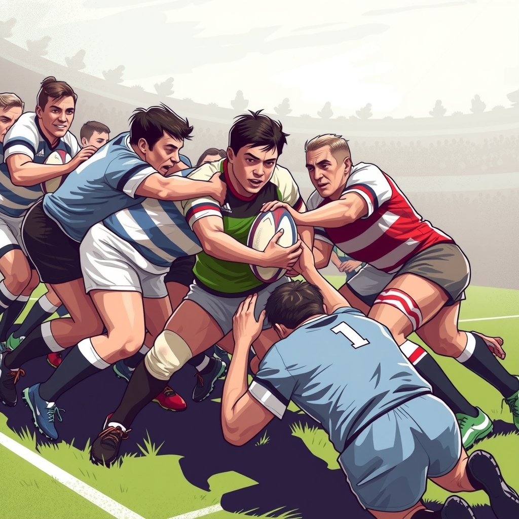 rugby scrum illustration by मुफ्त एआई छवि जनरेटर - बिना लॉगिन के✨ | AIGAZOU