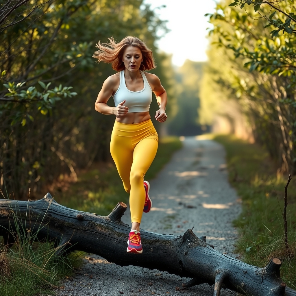 a swedish woman jogs on a narrow path by मुफ्त एआई छवि जनरेटर - बिना लॉगिन के✨ | AIGAZOU