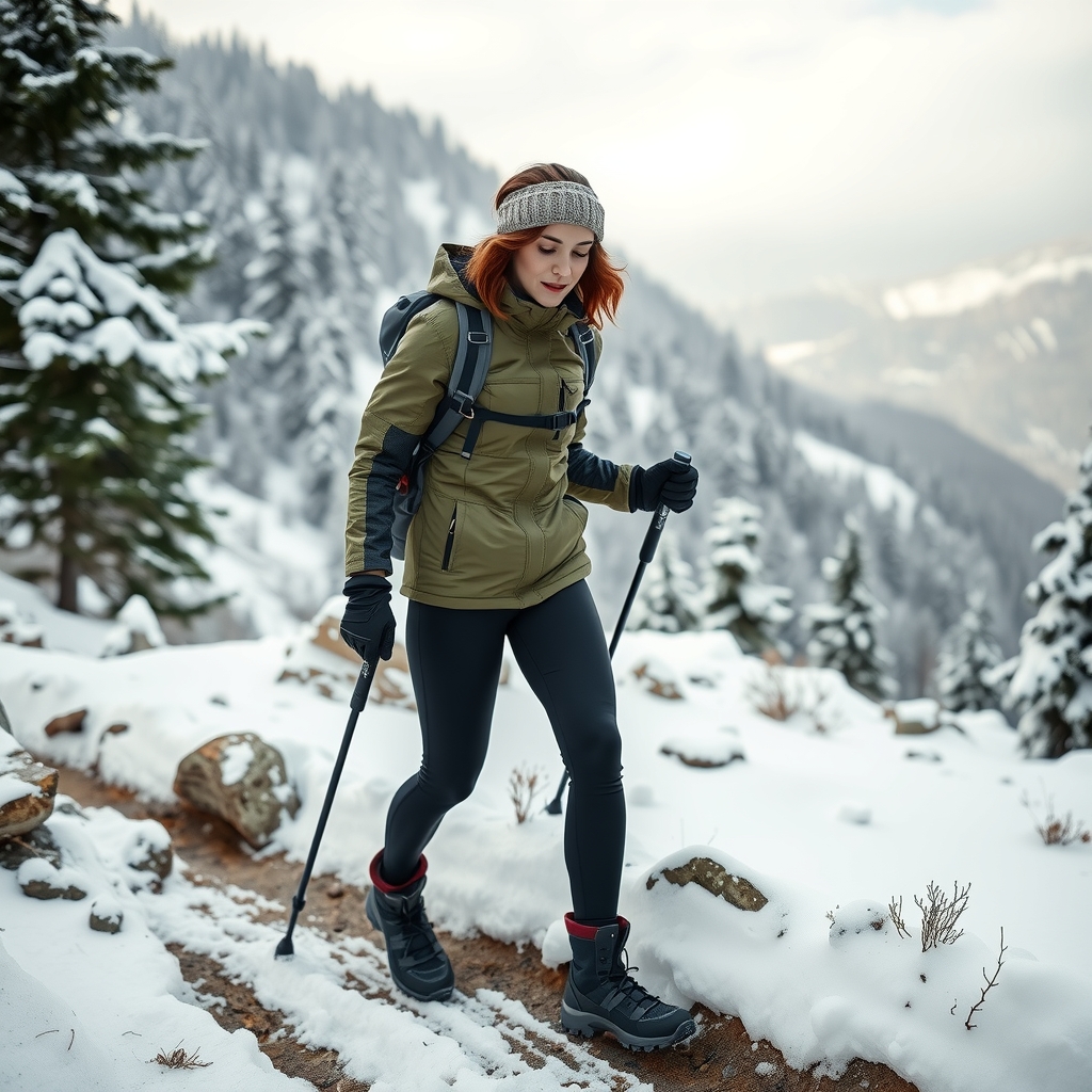 a strong sporty woman hiking in snowy bad sachsa by Free AI Image Generator & Maker - No login required✨ | AIGAZOU