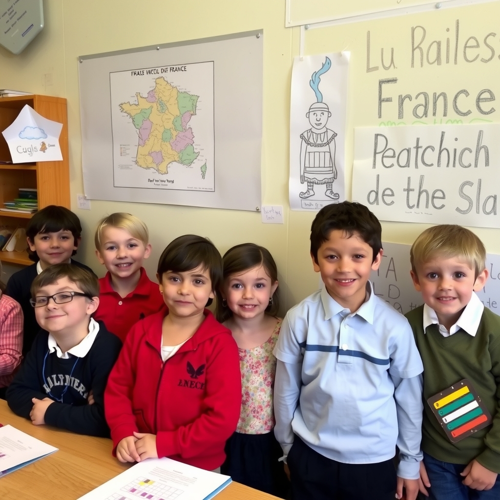 a group of children in a french school by 免费AI图像生成工具 | AIGAZOU