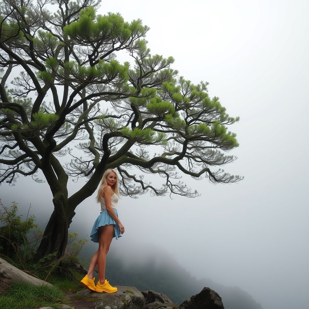 tree clouds blonde beauty flowing water by मुफ्त एआई छवि जनरेटर - बिना लॉगिन के✨ | AIGAZOU