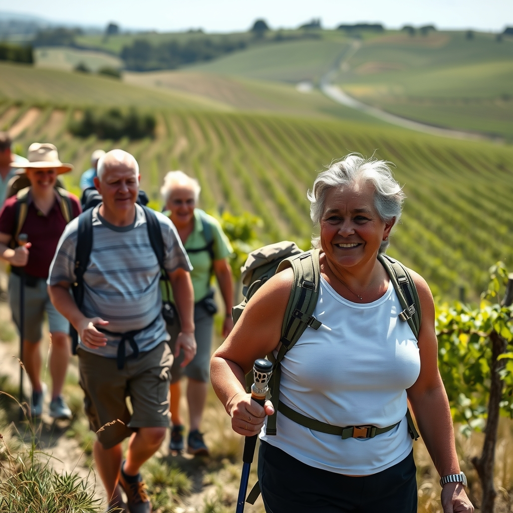 group of 10 hikers walking in the countryside by मुफ्त एआई छवि जनरेटर - बिना लॉगिन के✨ | AIGAZOU