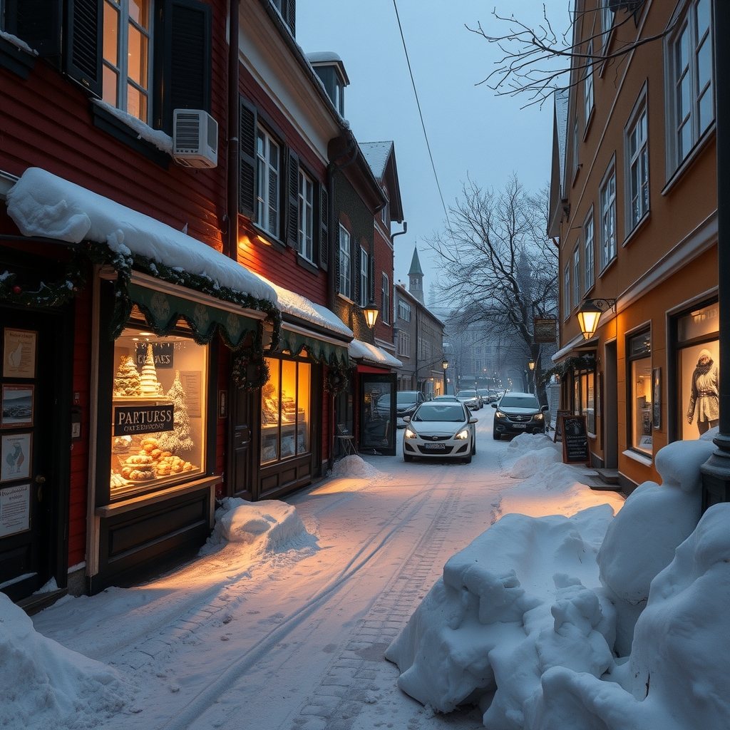 nordic christmas snowy streets by Générateur d'images par IA gratuit - Aucune connexion nécessaire✨ | AIGAZOU