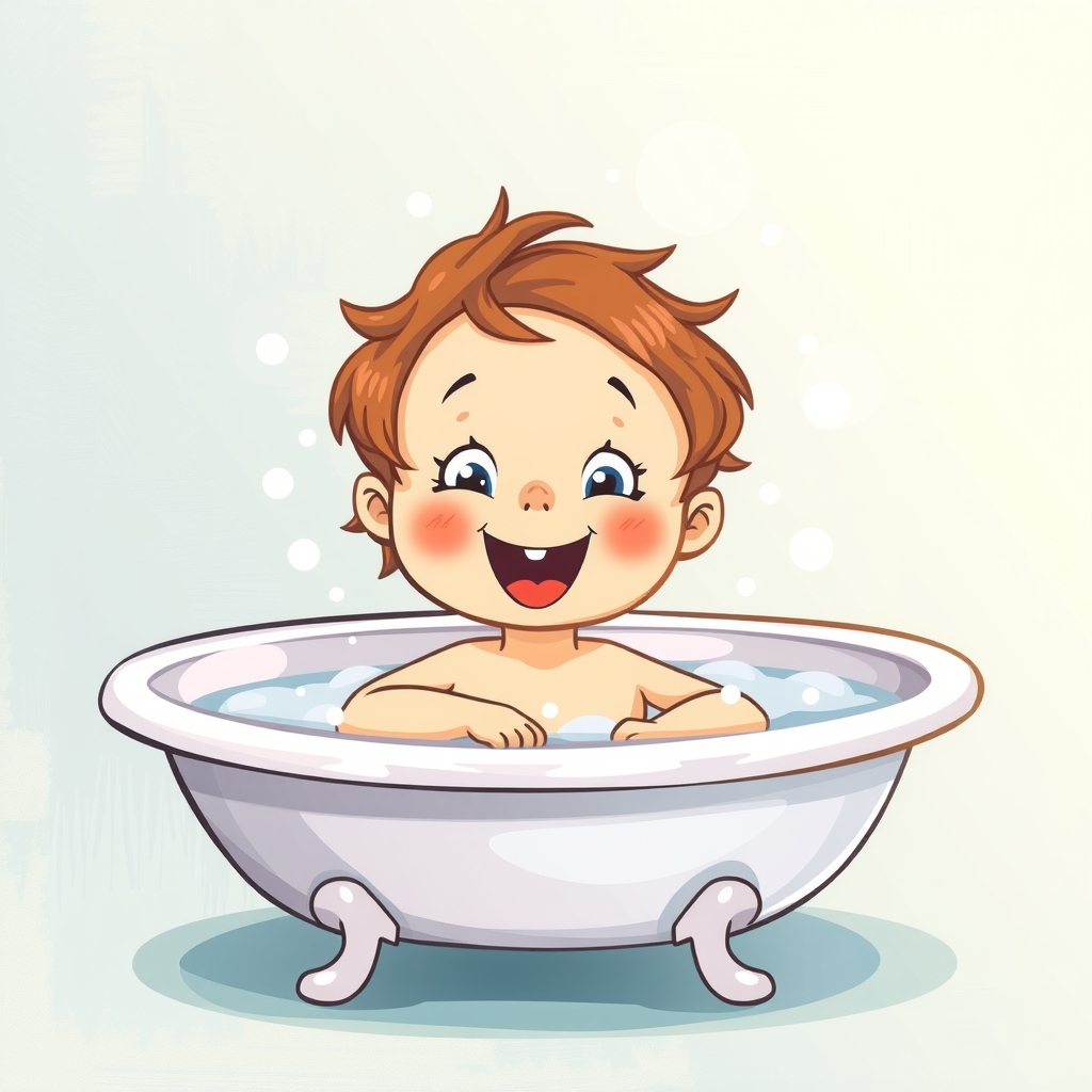 colorful illustrations of a child in a bathtub by मुफ्त एआई छवि जनरेटर - बिना लॉगिन के✨ | AIGAZOU