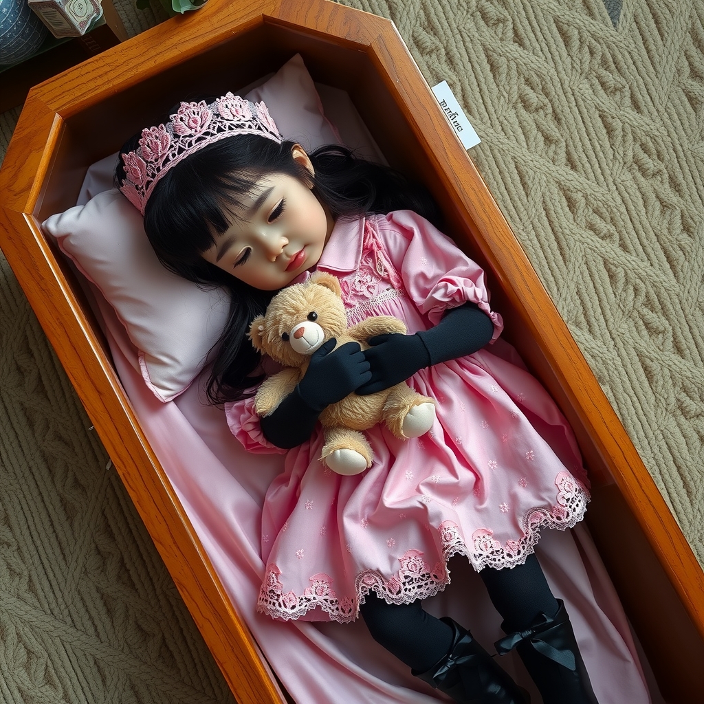 a seven year old girl named nini lies in a coffin by मुफ्त एआई छवि जनरेटर - बिना लॉगिन के✨ | AIGAZOU