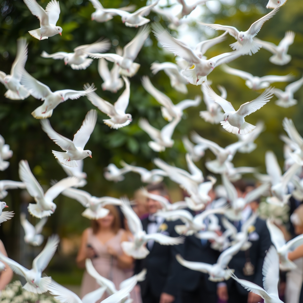 white doves flying at a wedding by 免费AI图像生成工具 | AIGAZOU