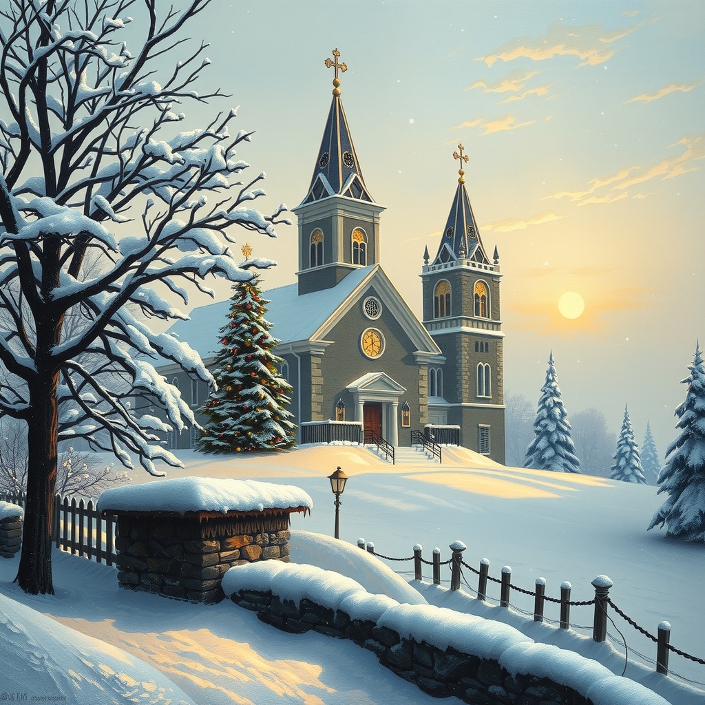 christmas snow church poster by मुफ्त एआई छवि जनरेटर - बिना लॉगिन के✨ | AIGAZOU