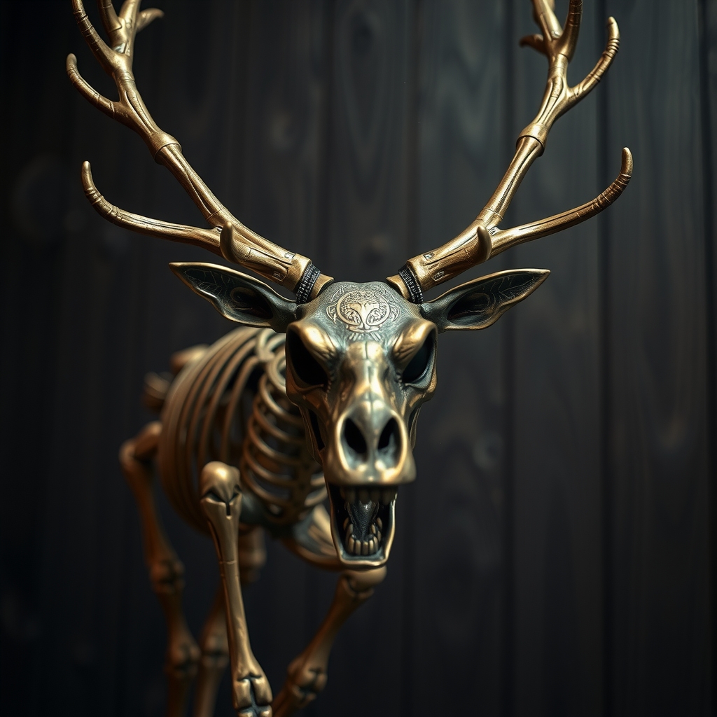 reindeer skeleton angry jump closeup night by मुफ्त एआई छवि जनरेटर - बिना लॉगिन के✨ | AIGAZOU