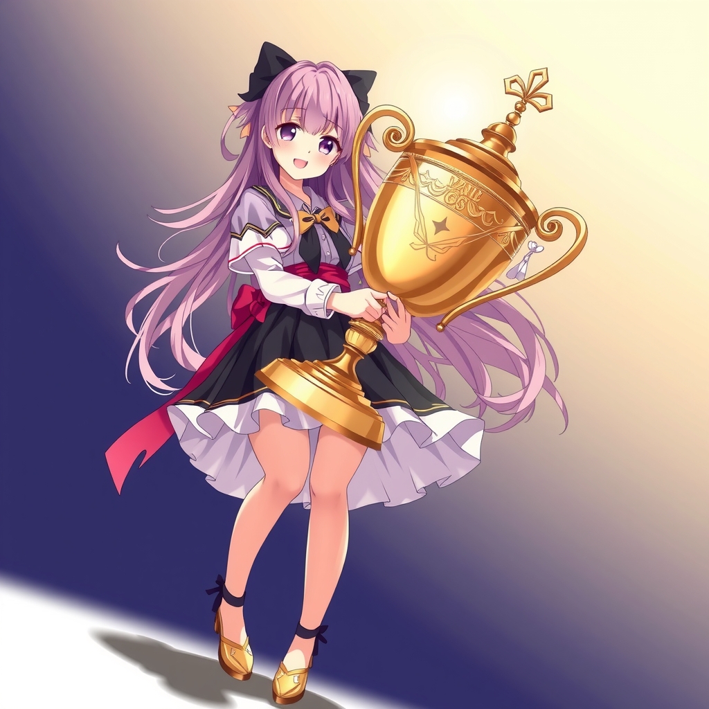 a girl with a luxurious trophy anime style by मुफ्त एआई छवि जनरेटर - बिना लॉगिन के✨ | AIGAZOU