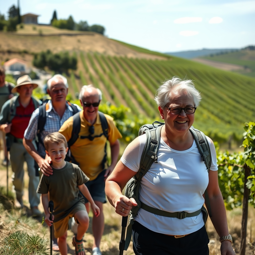 group of 10 hikers walking in the countryside by मुफ्त एआई छवि जनरेटर - बिना लॉगिन के✨ | AIGAZOU