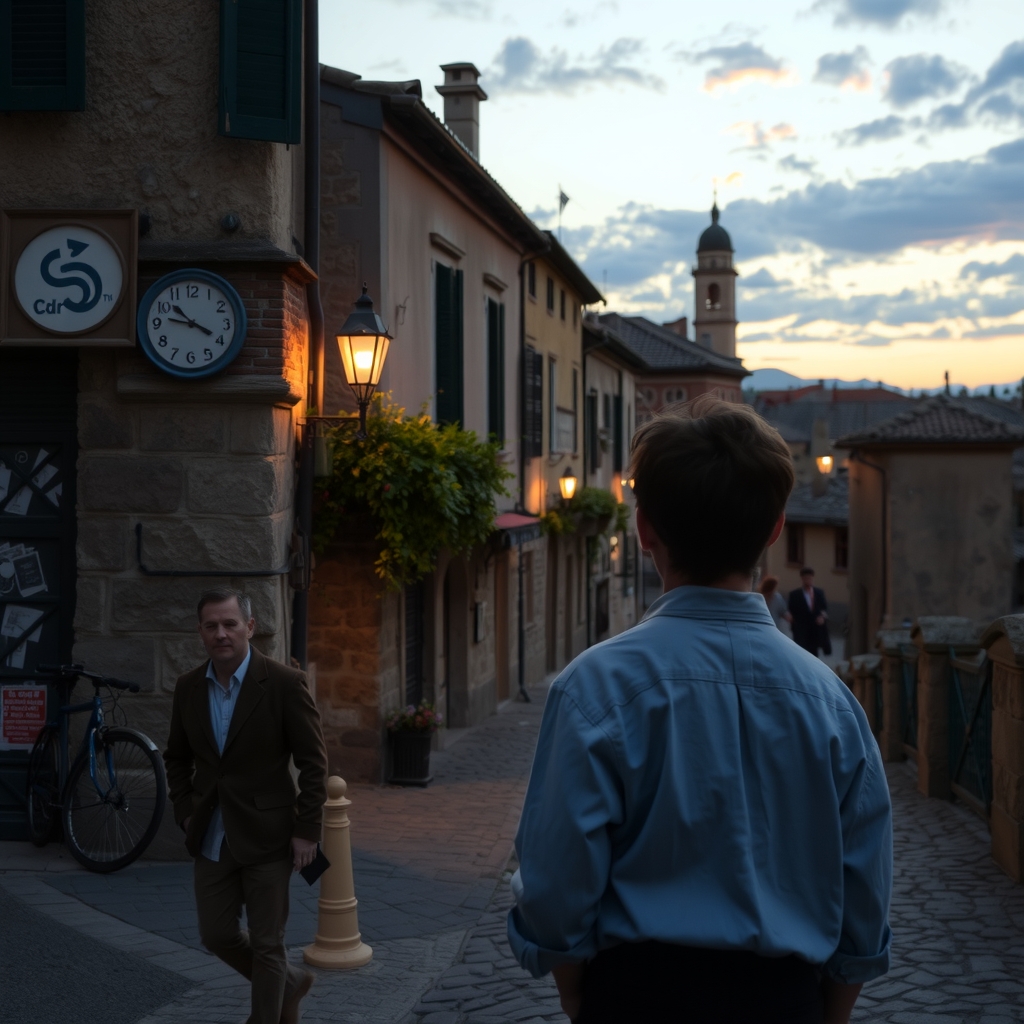 giovanni and zanelli meet in an old town at dusk by मुफ्त एआई छवि जनरेटर - बिना लॉगिन के✨ | AIGAZOU