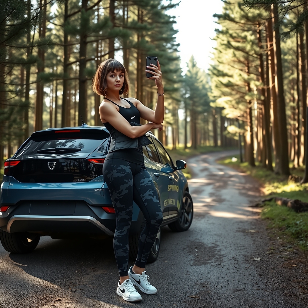 futuristic dacia spring and muscular woman by Générateur d'images par IA gratuit - Aucune connexion nécessaire✨ | AIGAZOU