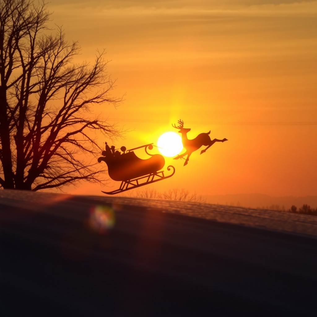 a shadow of a sleigh flies past the sunset by मुफ्त एआई छवि जनरेटर - बिना लॉगिन के✨ | AIGAZOU