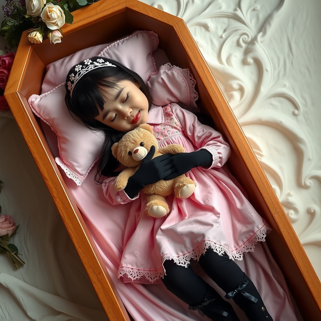 a seven year old girl named nini lies in a coffin by मुफ्त एआई छवि जनरेटर - बिना लॉगिन के✨ | AIGAZOU