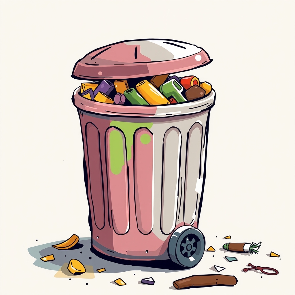 colorful illustration of a fun trash can by मुफ्त एआई छवि जनरेटर - बिना लॉगिन के✨ | AIGAZOU