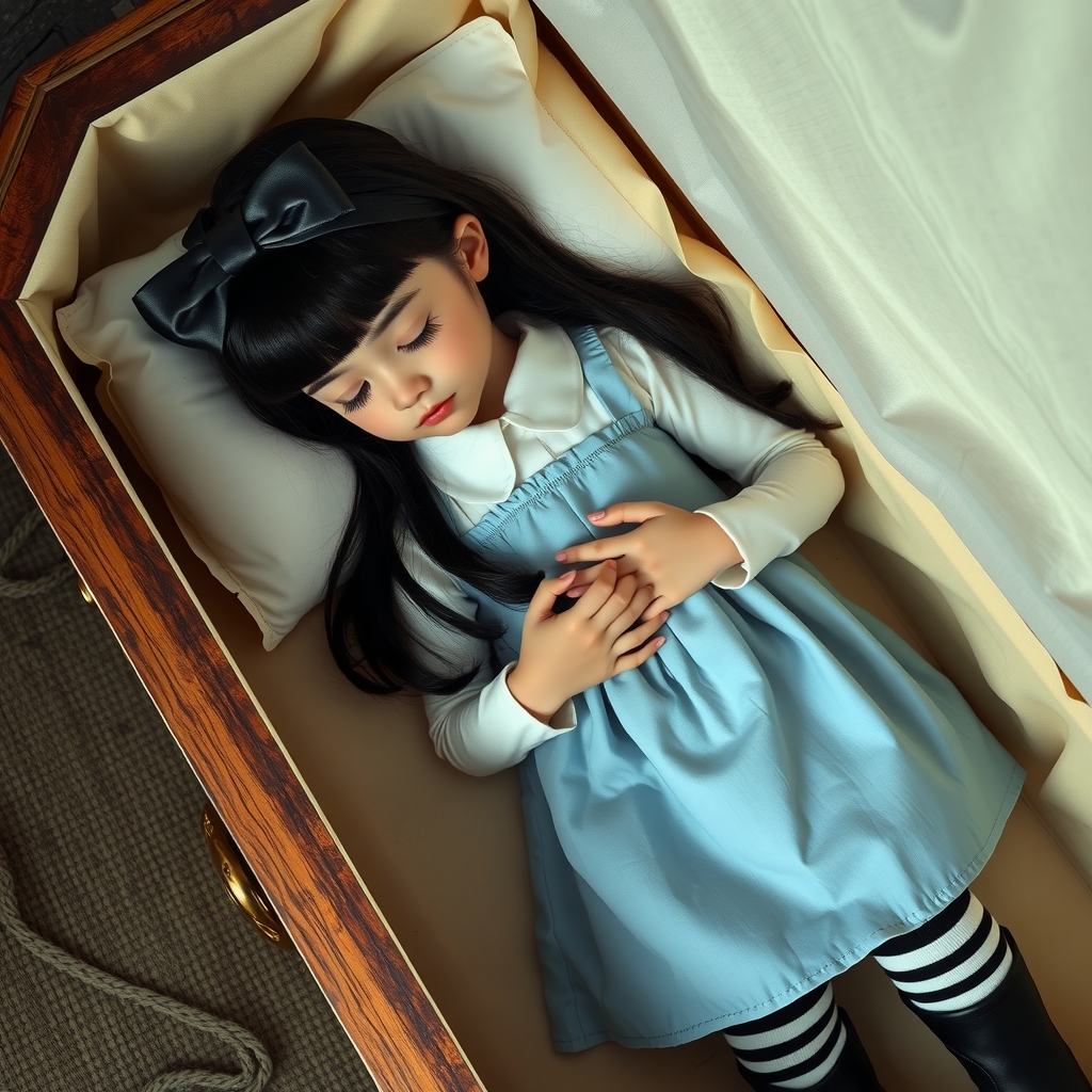 a 7 year old girl named alice lying in a coffin by Générateur d'images par IA gratuit - Aucune connexion nécessaire✨ | AIGAZOU