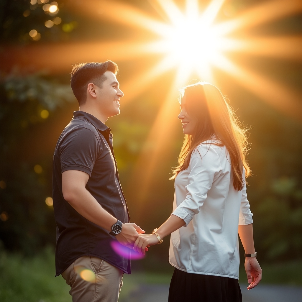 a couple holding hands in bright light by मुफ्त एआई छवि जनरेटर - बिना लॉगिन के✨ | AIGAZOU