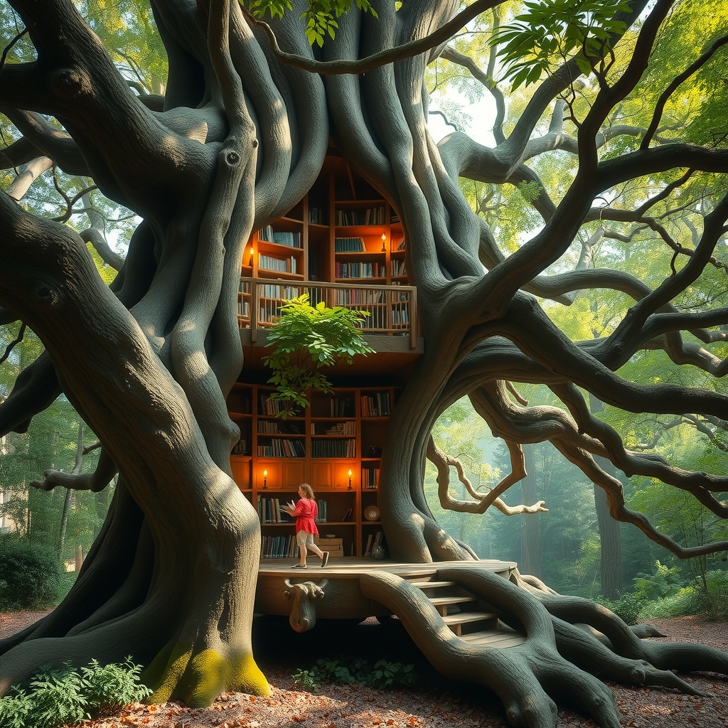 a library inside a giant tree by Générateur d'images par IA gratuit - Aucune connexion nécessaire✨ | AIGAZOU