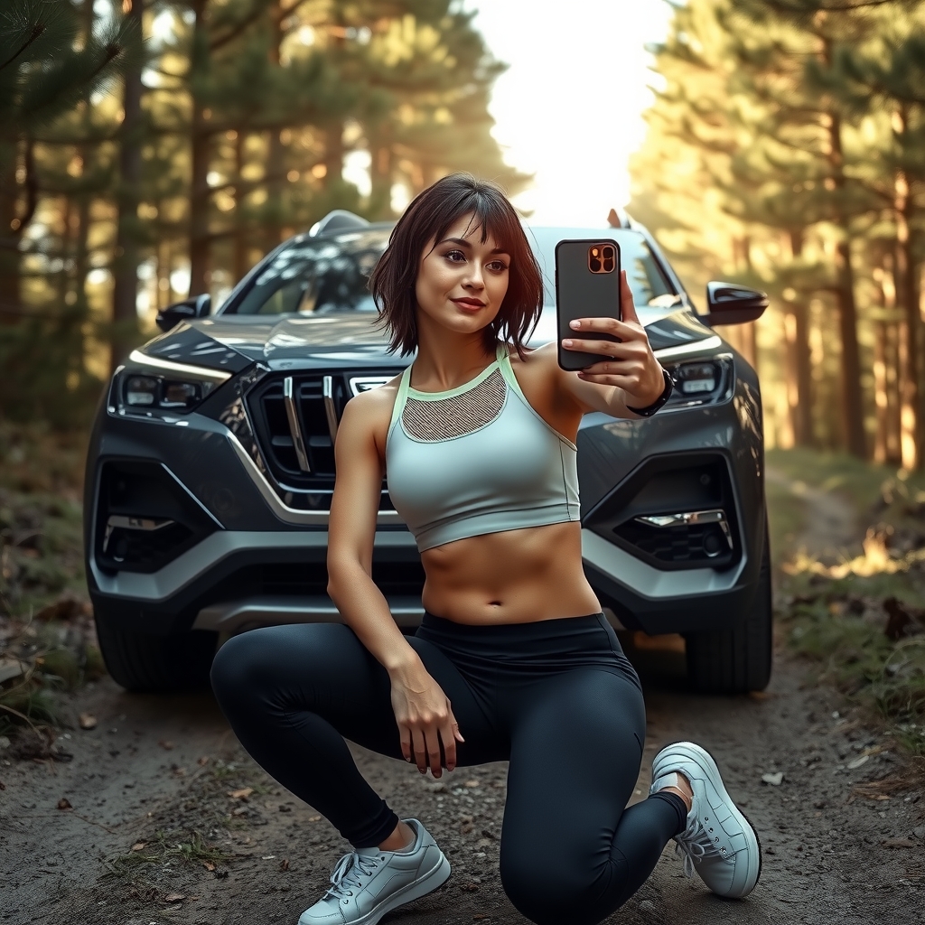 futuristic dacia spring and muscular woman by मुफ्त एआई छवि जनरेटर - बिना लॉगिन के✨ | AIGAZOU