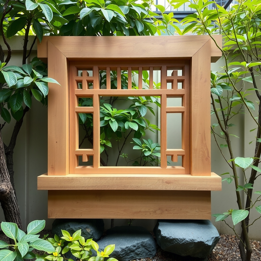 chinese garden window lattice simple flat by मुफ्त एआई छवि जनरेटर - बिना लॉगिन के✨ | AIGAZOU