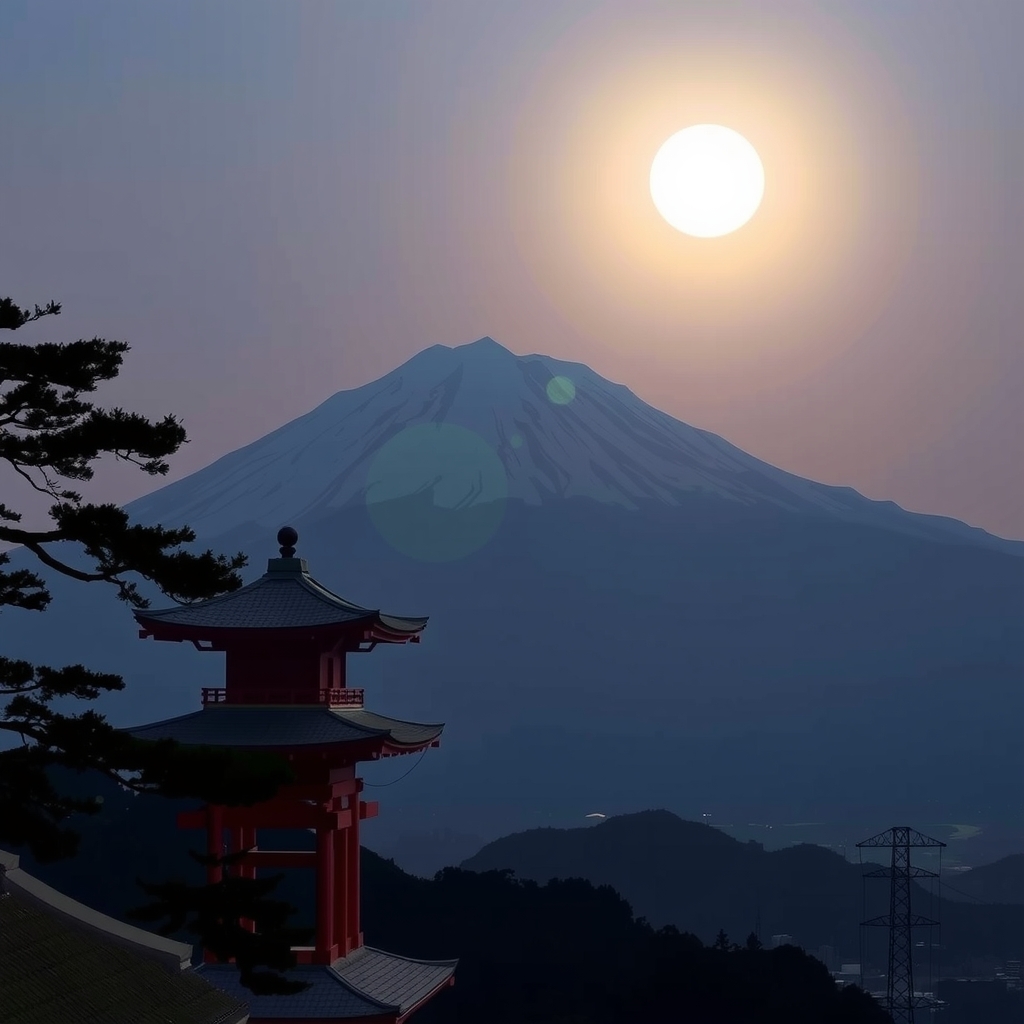 luminosity style of moon and mount fuji by Générateur d'images par IA gratuit - Aucune connexion nécessaire✨ | AIGAZOU