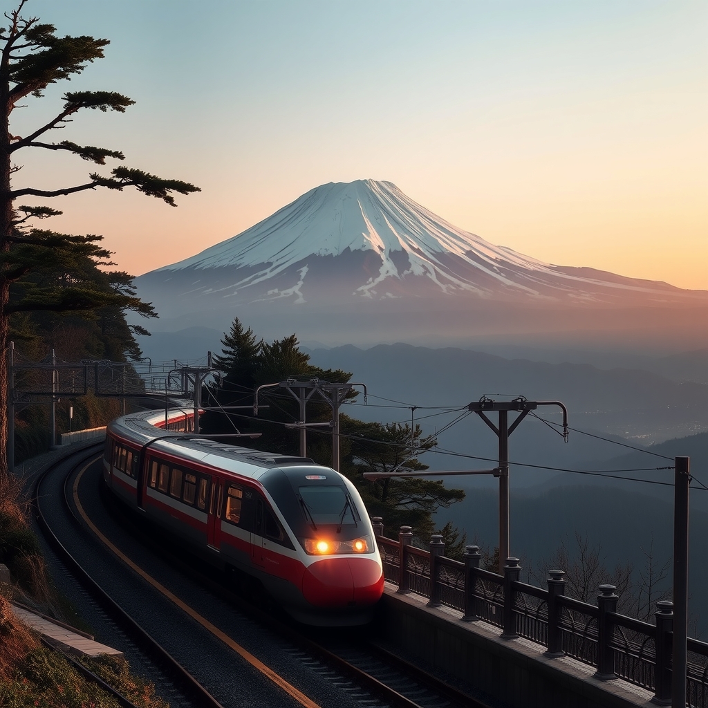 luminosity of shinkansen and mt fuji by मुफ्त एआई छवि जनरेटर - बिना लॉगिन के✨ | AIGAZOU