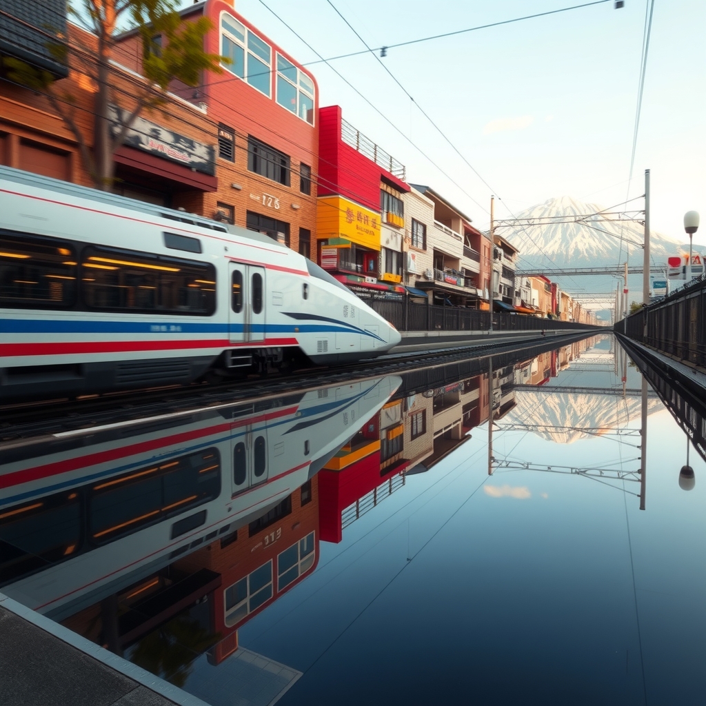 reflective atmosphere bullet train japanese seasons by मुफ्त एआई छवि जनरेटर - बिना लॉगिन के✨ | AIGAZOU