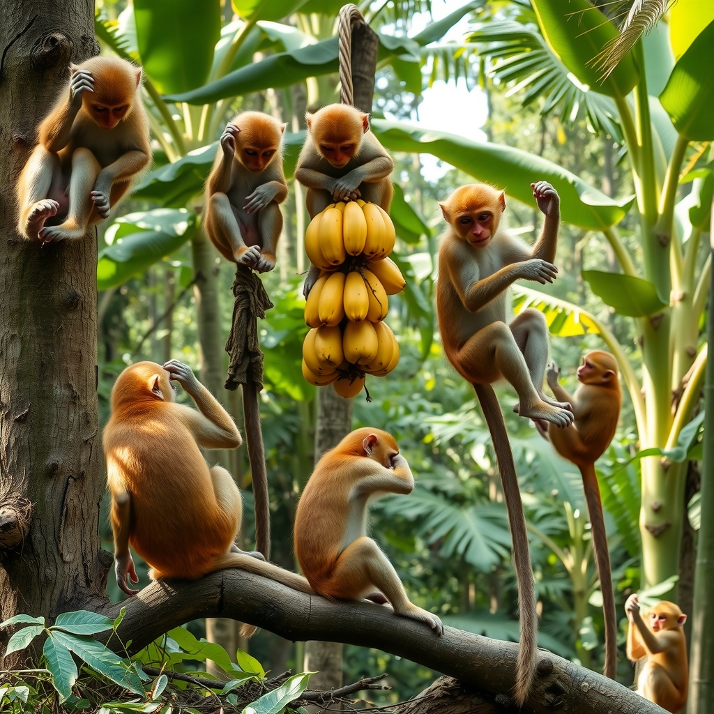 golden monkeys play in the forest afternoon by मुफ्त एआई छवि जनरेटर - बिना लॉगिन के✨ | AIGAZOU