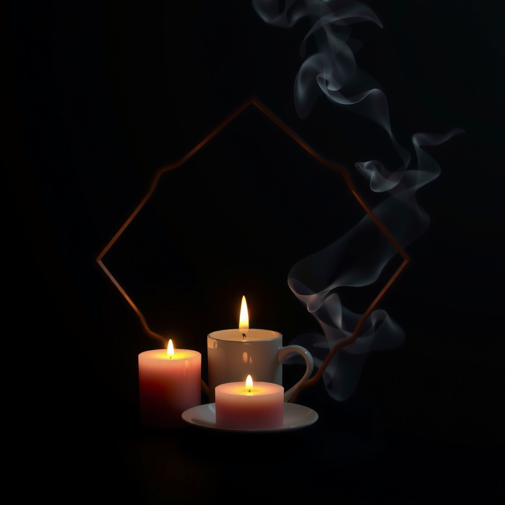 a shape representing night candle scents and tea by Générateur d'images par IA gratuit - Aucune connexion nécessaire✨ | AIGAZOU