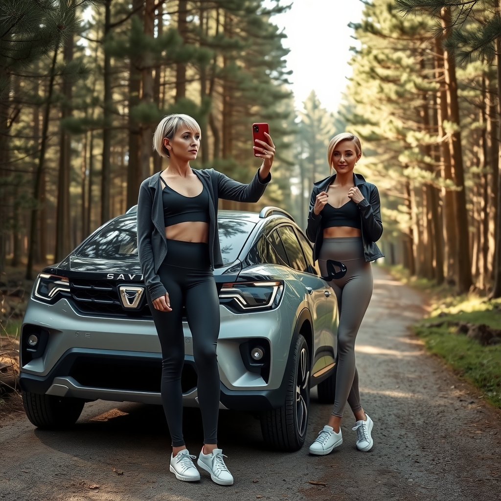 future dacia spring woman selfie forest by Générateur d'images par IA gratuit - Aucune connexion nécessaire✨ | AIGAZOU