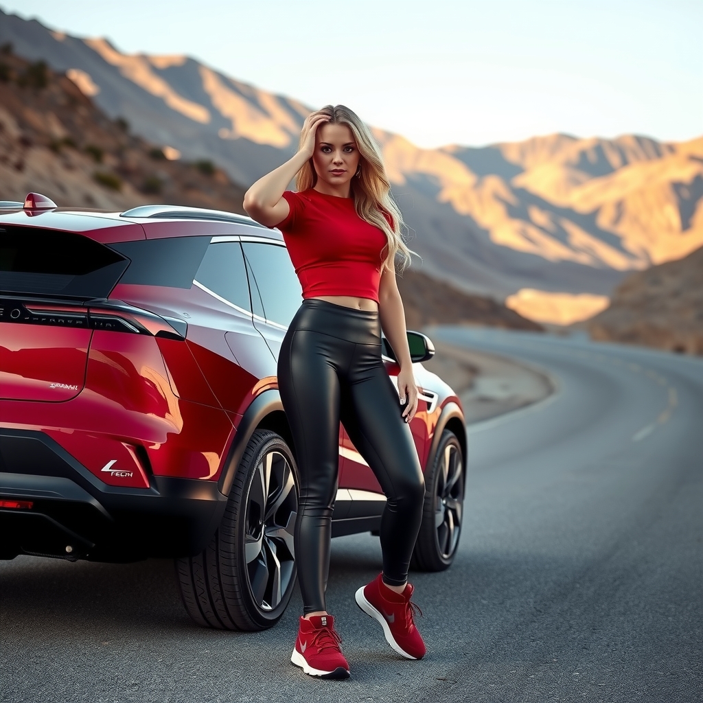 futuristic electric suv and stylish woman by मुफ्त एआई छवि जनरेटर - बिना लॉगिन के✨ | AIGAZOU