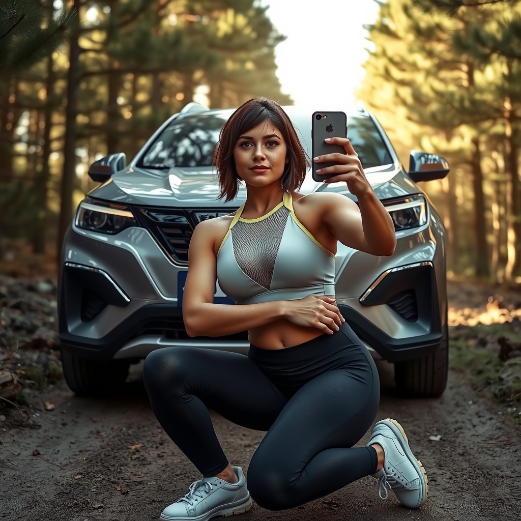 future electric dacia spring woman selfie by मुफ्त एआई छवि जनरेटर - बिना लॉगिन के✨ | AIGAZOU