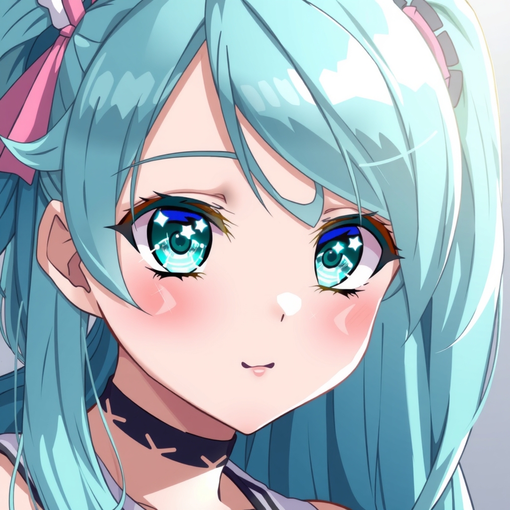 anime style girl with aqua hair and eyes by मुफ्त एआई छवि जनरेटर - बिना लॉगिन के✨ | AIGAZOU