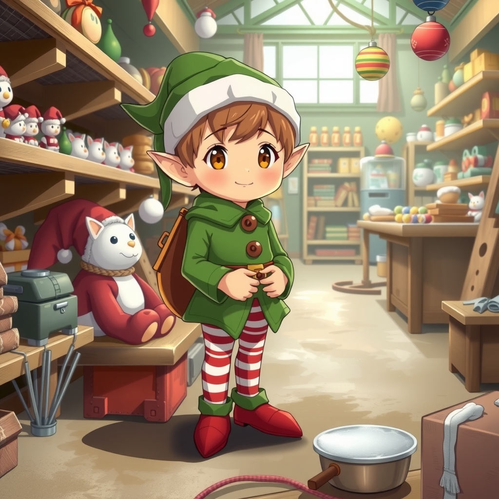 small christmas elf in a workshop producing toys by मुफ्त एआई छवि जनरेटर - बिना लॉगिन के✨ | AIGAZOU