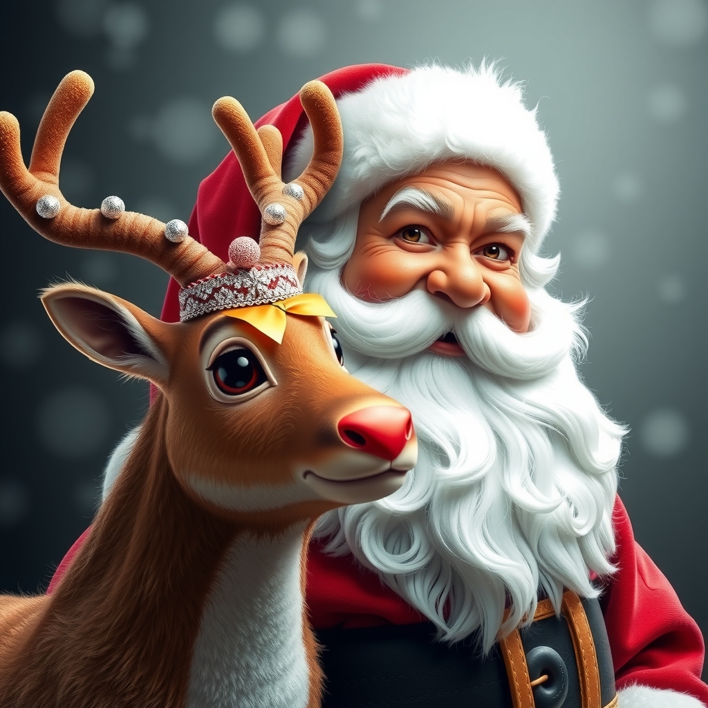 create a picture of a santa and a reindeer by मुफ्त एआई छवि जनरेटर - बिना लॉगिन के✨ | AIGAZOU